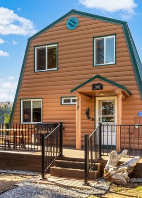 Mountain Lake Lodge cabin exterior in Island Park, Idaho, near West Yellowstone